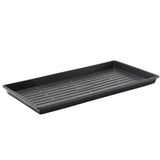 Black rectangular plastic tray on a white background