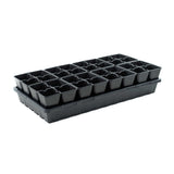 Black plastic seed tray with multiple compartments on a white background 4 Cell Plug Tray Inserts