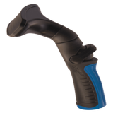 Black and blue handheld Dramm Fan Nozzle on a white background