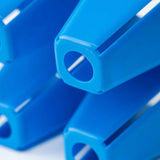 Close-up of a blue plastic 4 Cell Plug Tray Insert
