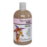 Bottle of The Appalachian Goat Tuberose exfoliating body wash on a white background