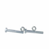 Two metal bolts with nuts on a white background