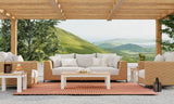 Outdoor patio set with furniture and a scenic background Basket Weave Brown Oxide