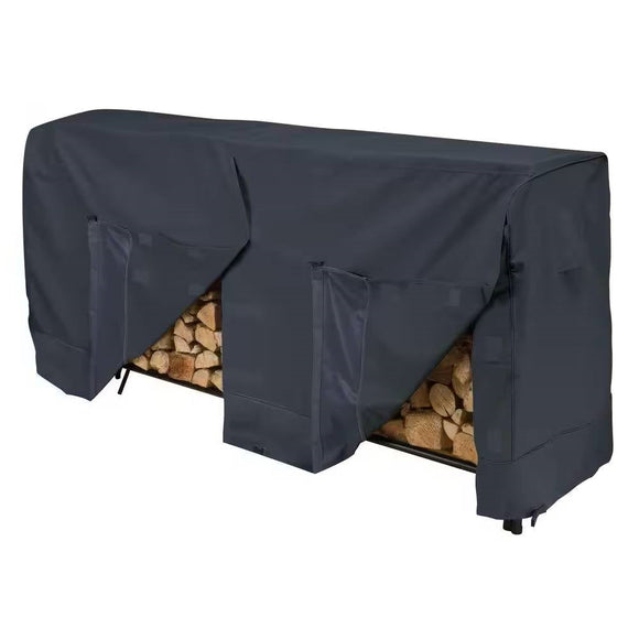 Black Outdoor Firewood Rack Cover - Fits 8-ft. Log Rack - FREE SHIPPING