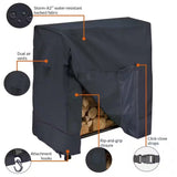 Black Firewood Rack Cover - Fits 4-ft. Log Racks - FREE SHIPPING