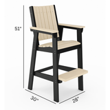 Callaway Chair Bar High with dimensions labeled on a white background