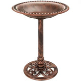 Outdoor Garden Polyresin Bird Bath in Rustic Aged Copper Brown Finish - FREE SHIPPING