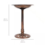 Outdoor Garden Polyresin Bird Bath in Rustic Aged Copper Brown Finish - FREE SHIPPING