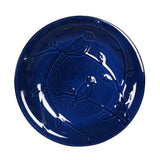 Blue Ceramic Birdbath with 1/2 Gallon Water Basin and Bird Branch Leaf Detailing - FREE SHIPPING