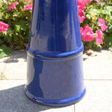 Blue Ceramic Birdbath with 1/2 Gallon Water Basin and Bird Branch Leaf Detailing - FREE SHIPPING