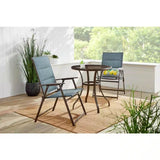 Set of 2 - Outdoor Folding Patio Dining Chair with Blue Denim Padded Seat - FREE SHIPPING
