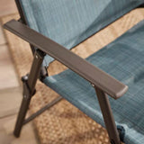 Set of 2 - Outdoor Folding Patio Dining Chair with Blue Denim Padded Seat - FREE SHIPPING