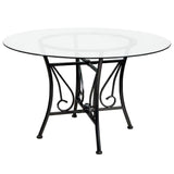 48-inch Round Glass Dining Table with Black Metal Frame - FREE SHIPPING