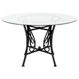 48-inch Round Glass Dining Table with Black Metal Frame - FREE SHIPPING