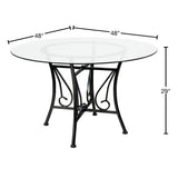 48-inch Round Glass Dining Table with Black Metal Frame - FREE SHIPPING