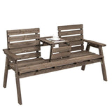 Farmhouse Outdoor Fir Wood Patio Garden Bench with Folding Center Table - FREE SHIPPING