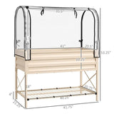 Cream Elevated Metal Raised Garden Bed w/ Greenhouse Cover - FREE SHIPPING