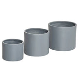 Set of 3 Stackable Round Outdoor Flower Pot Planters with Drainage Holes in Grey - FREE SHIPPING