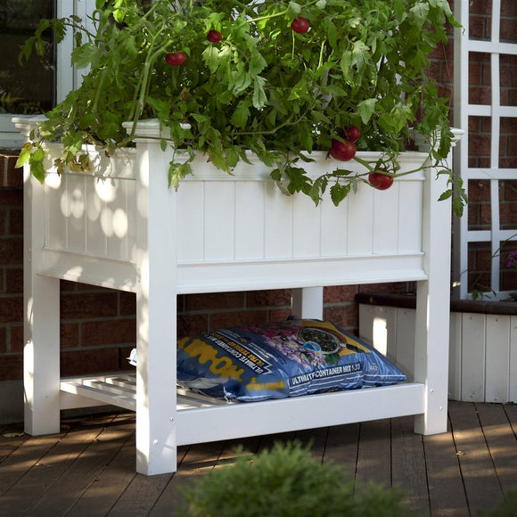 Elevated Planter Raised Grow Bed in White Vinyl - FREE SHIPPING