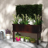 Espresso Fir Wood Elevated Raised Garden Bed With Stylish Climbing Trellis - FREE SHIPPING