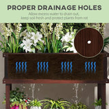 Espresso Fir Wood Elevated Raised Garden Bed With Stylish Climbing Trellis - FREE SHIPPING