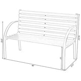 Outdoor Black Metal Frame Garden Bench with Wood Slats and Curved Armrests - FREE SHIPPING