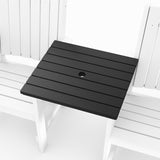 Black Callaway Tete Square with a central hole on a white wooden bench