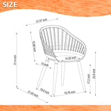 Measurement chart of a chair with dimensions labeled