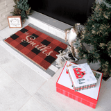 Personalized Checkered Christmas Doormat