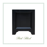 Black Eastover Planter box with 'Pitch Black' text on a white background