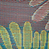 Textile with woven pattern featuring yellow and blue colors