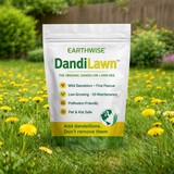 Earthwise DandiLawn package in a dandelion field