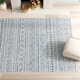 5 ft. x 7.5 ft. Blue Grey Chevron Coastal Boho Style Indoor Outdoor Area Rug - FREE SHIPPING