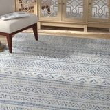 5 ft. x 7.5 ft. Blue Grey Chevron Coastal Boho Style Indoor Outdoor Area Rug - FREE SHIPPING
