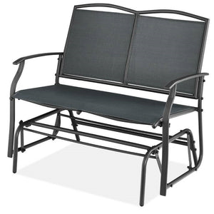 2 Seat Mesh Patio Loveseat Swing Glider Rocker with Armrests in Charcoal - FREE SHIPPING
