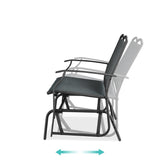2 Seat Mesh Patio Loveseat Swing Glider Rocker with Armrests in Charcoal - FREE SHIPPING