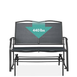2 Seat Mesh Patio Loveseat Swing Glider Rocker with Armrests in Charcoal - FREE SHIPPING