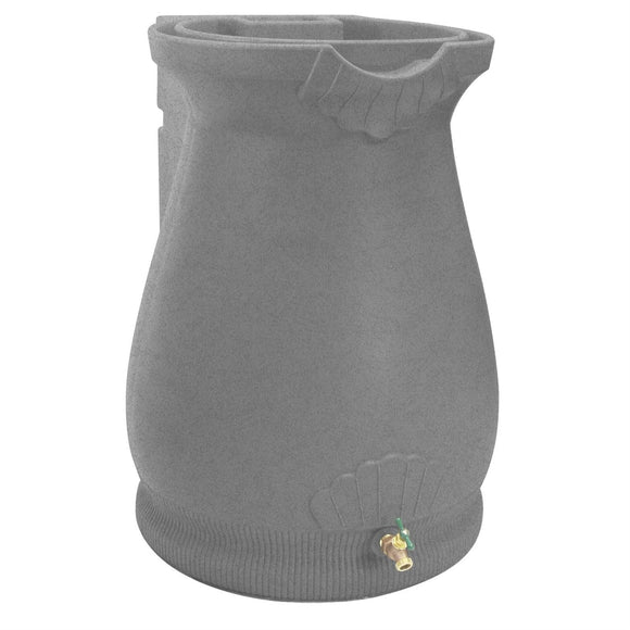 Grey Granite 65 Gallon Plastic Urn Rain Barrel with Planter Top - FREE SHIPPING