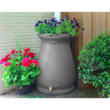 Grey Granite 65 Gallon Plastic Urn Rain Barrel with Planter Top - FREE SHIPPING