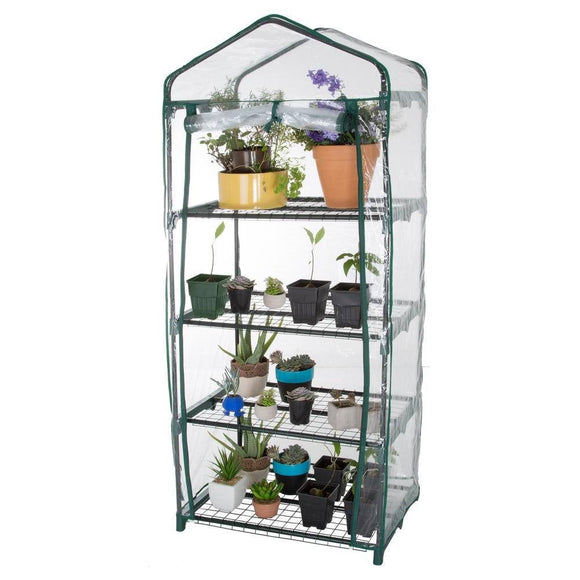 Durable 4-Tier Plant Stand Greenhouse with Zippered PVC Cover - FREE SHIPPING