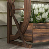 Farmhouse Wooden Wagon Wheel Fir Wood 2 Planter Garden - FREE SHIPPING