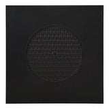 Black square mat with a circular textured center on a white background