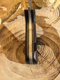 Damascus knife, crosshatch ladder pattern, cocobolo wood handle