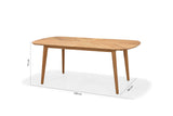 Jade Rectangular Teak Big Table with dimensions displayed on a white background