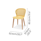Yellow chair with dimensions labeled on a white background