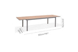 Table with dimensions labeled on a white background