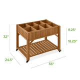 Outdoor Elevated Raised Garden Bed Planter Box with Locking Wheels - FREE SHIPPING
