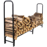 Indoor/Outdoor 8-ft. Black Metal Firewood Rack with Cover - FREE SHIPPING