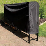 Indoor/Outdoor 8-ft. Black Metal Firewood Rack with Cover - FREE SHIPPING