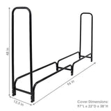Indoor/Outdoor 8-ft. Black Metal Firewood Rack with Cover - FREE SHIPPING